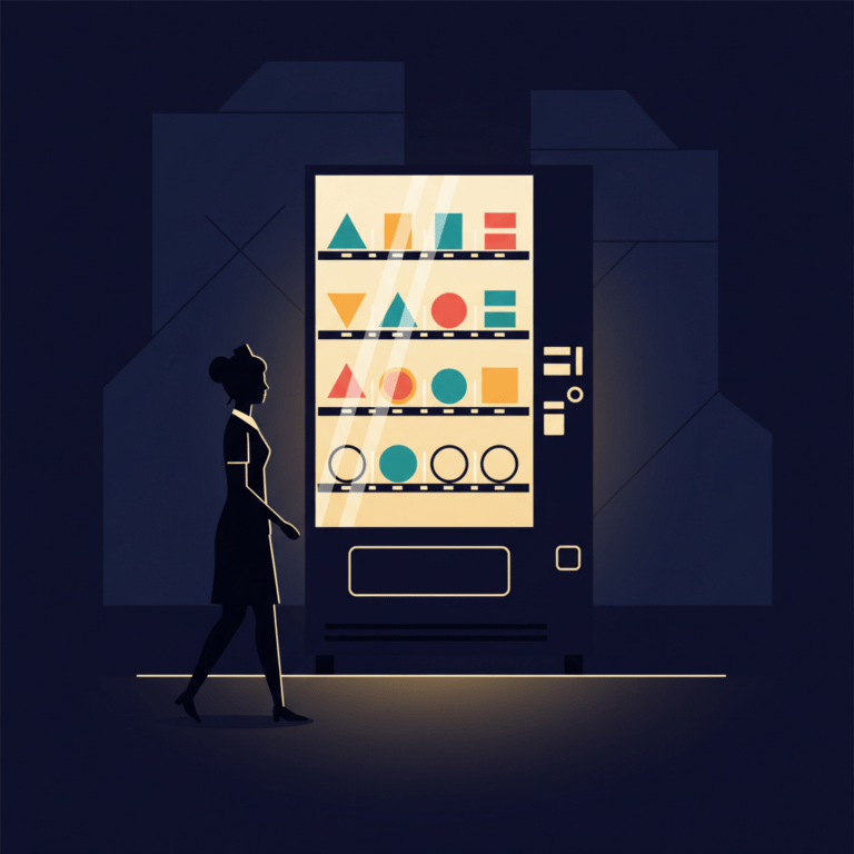 Nurse facing a vending machine during a night shift