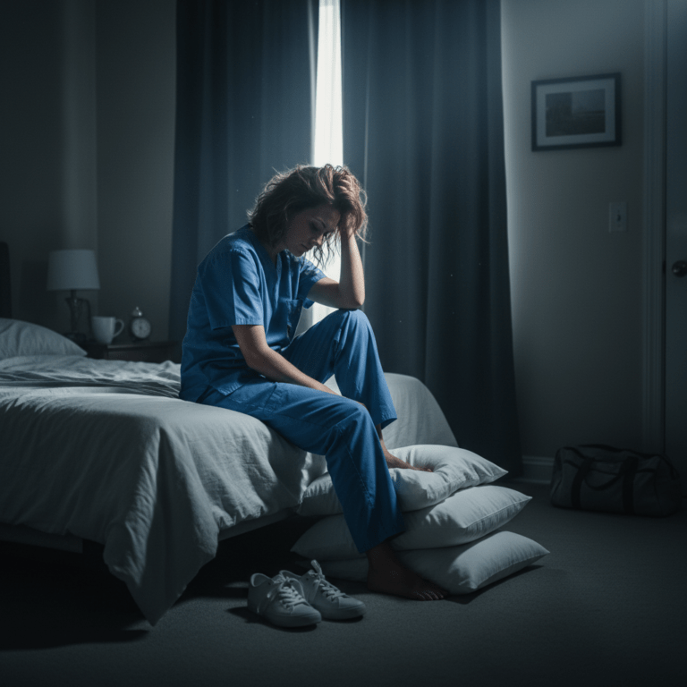 Nurse resting at home after a night shift