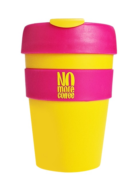 No More Coffee Mug, Yellow-Pink - 340 ml.